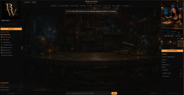 A live look inside the Bone and Wire runtime workspace